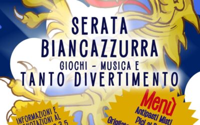 Serata biancazzurra. Sabato 17 settembre cena e divertimento in sede
